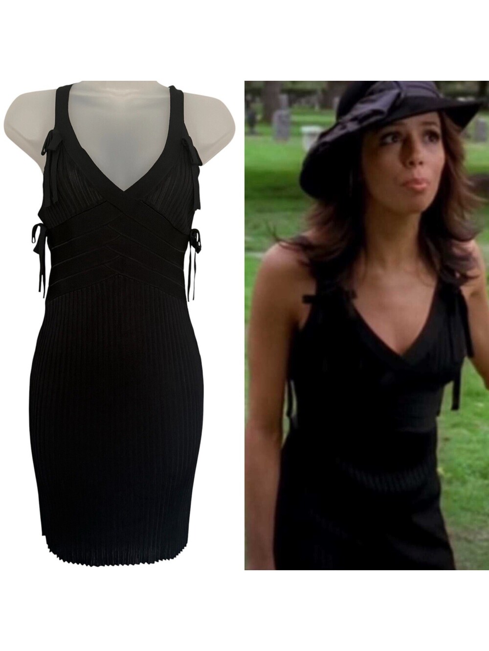 Rare ASO Gabrielle Solis Herve Leger 90’s Vintage Backless Mini Dress Bows XS
